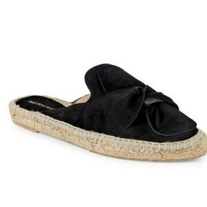 Saks Fifth Avenue Black Suede Bow Espadrille Mules